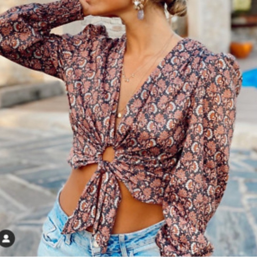 Floral Tie-Front Blouse